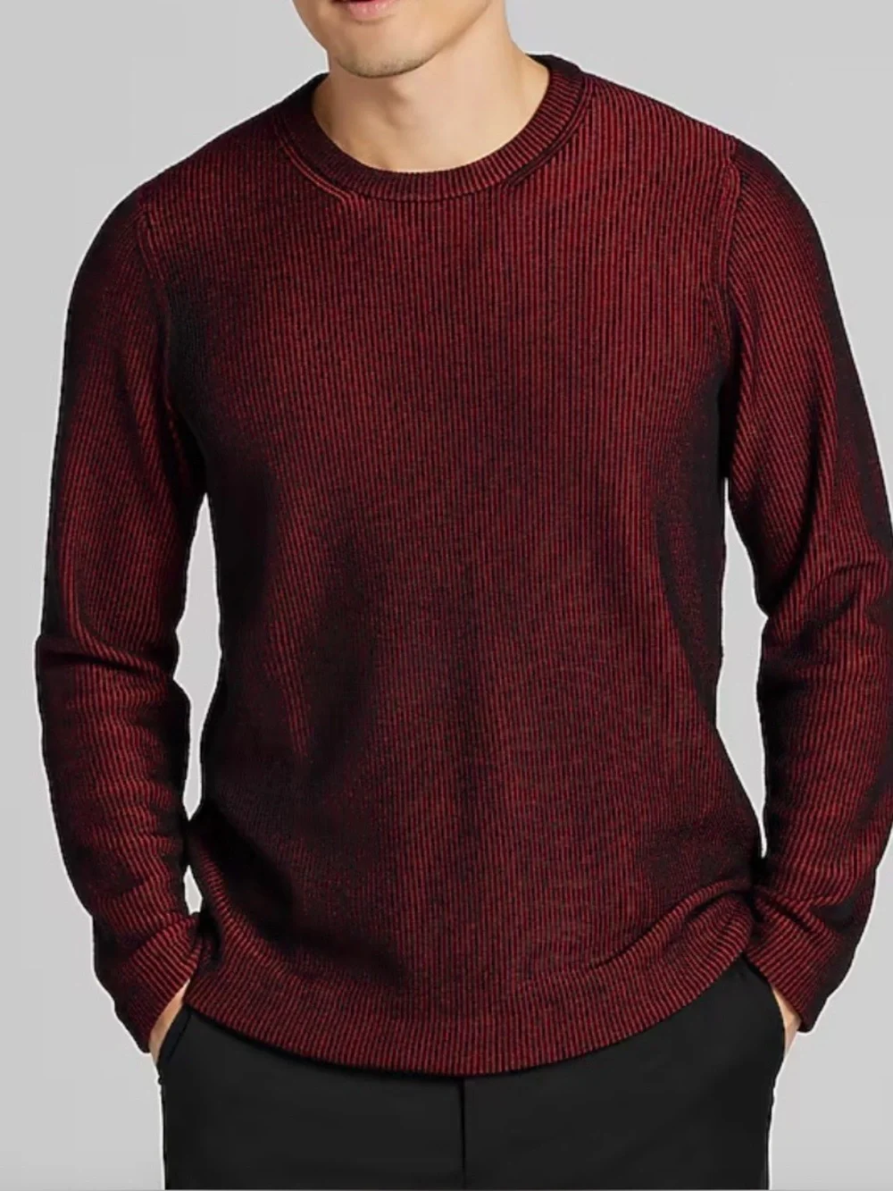 NWT Kenneth Cole Awareness Sweater Crew Neck Men's Slim Fit Medium Red Black
